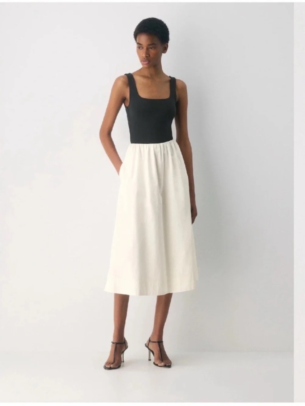 Aritza Babaton Midi Cream&Black Square Neck Size S